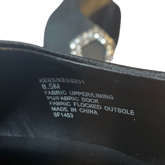 NWT Steve Madden Kees Black Satin Rhinestone Buckle Kitten Heel Mule Size 8.5 - Picture 14 of 16